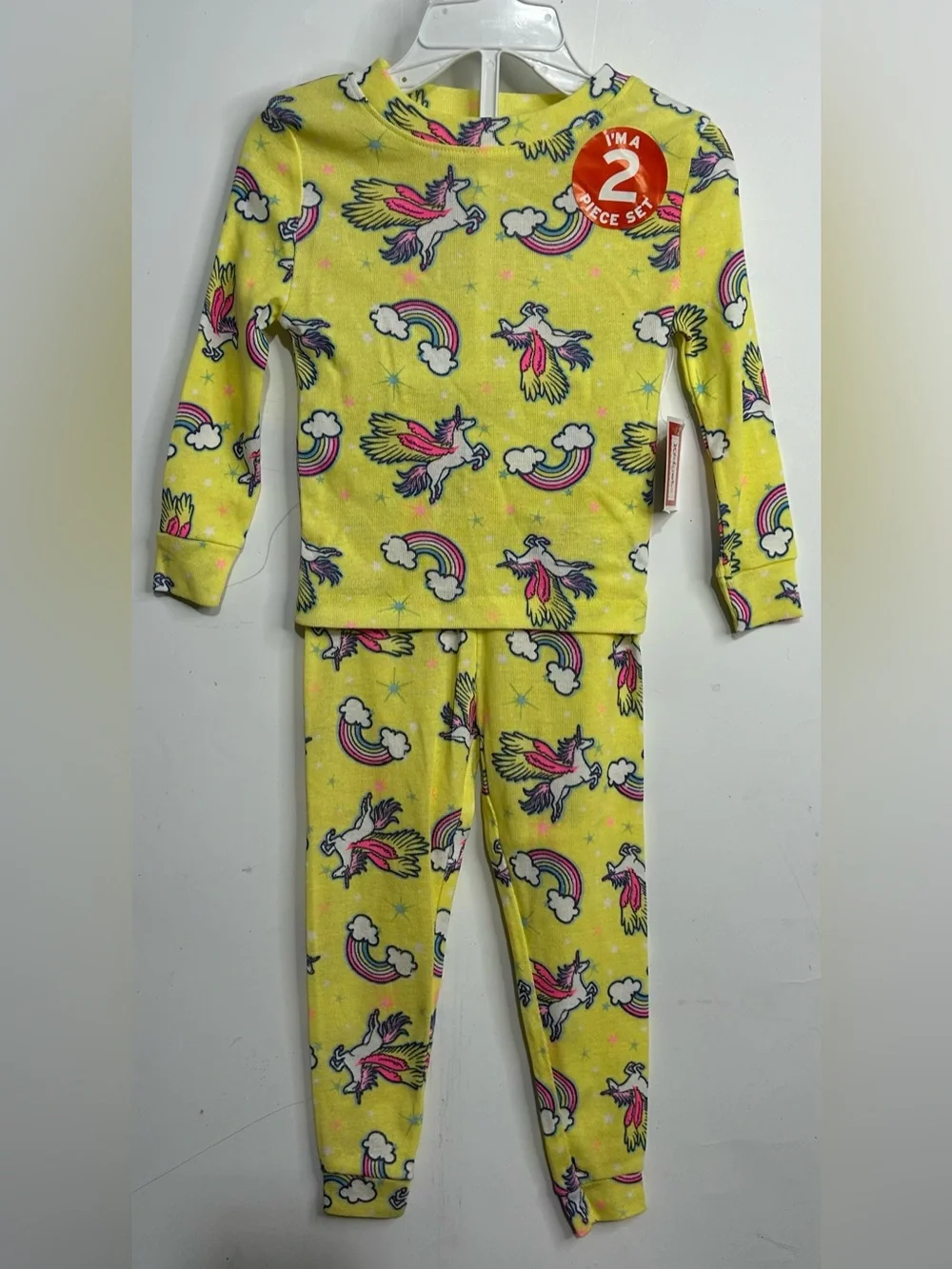 5 for $25🔥Kidgets Yellow Unicorn Rainbow Print Pajama Set Girls 24M- NWT